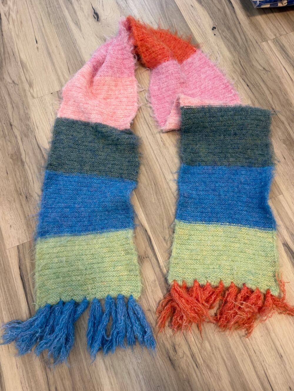 Anthropologie Maeve Striped Scarf Multicolor Knit 72" Scarf